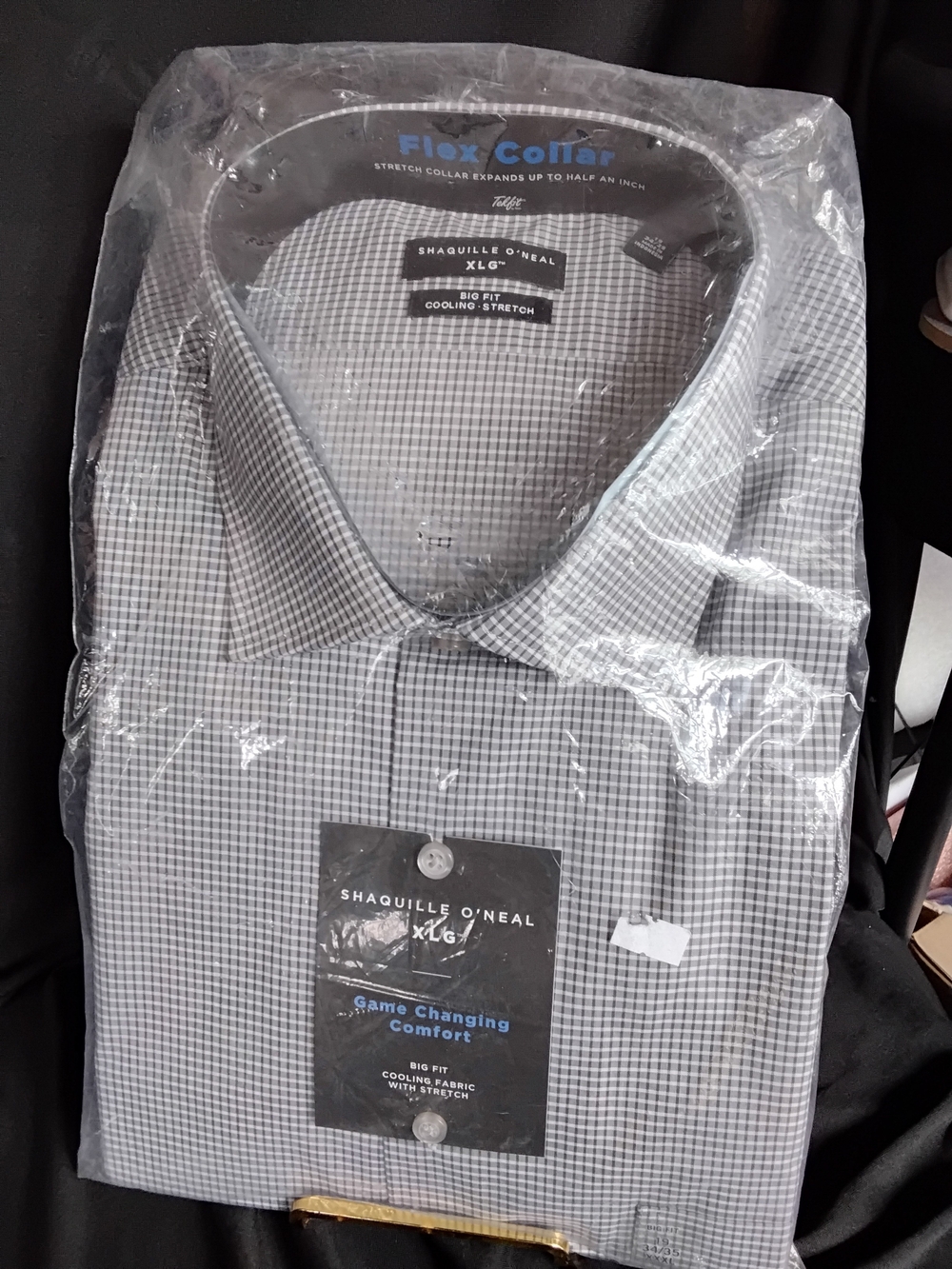 Men's Gray Check Dress Shirt - Flex Collar